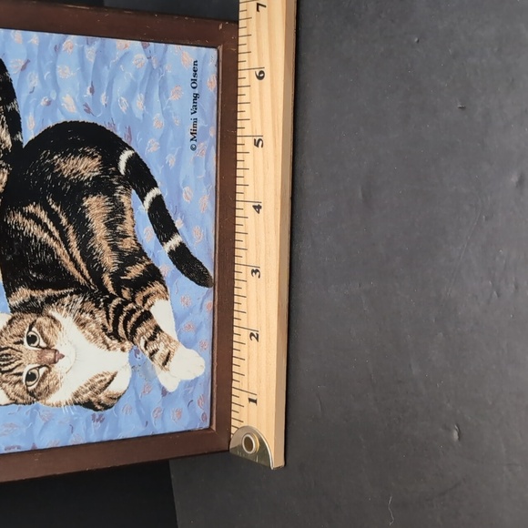 VGT,Avon 1989 Framed Trivet, Features 2 Tabby Cats. - Picture 8 of 9